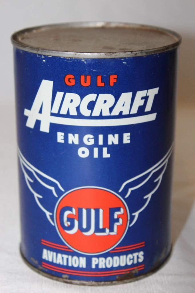 Gulf Aircraft Engine Oil Metal 1 Quart Can (1 of 4)