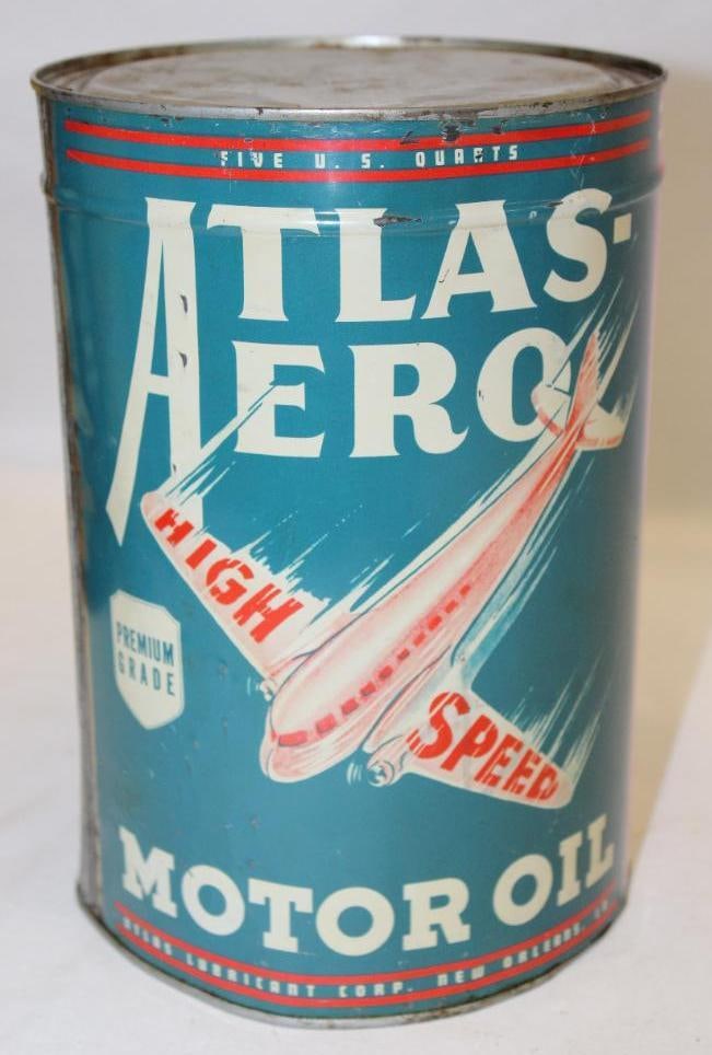 Atlas Aero Metal 5 Quart Motor Oil Can (1 of 4)