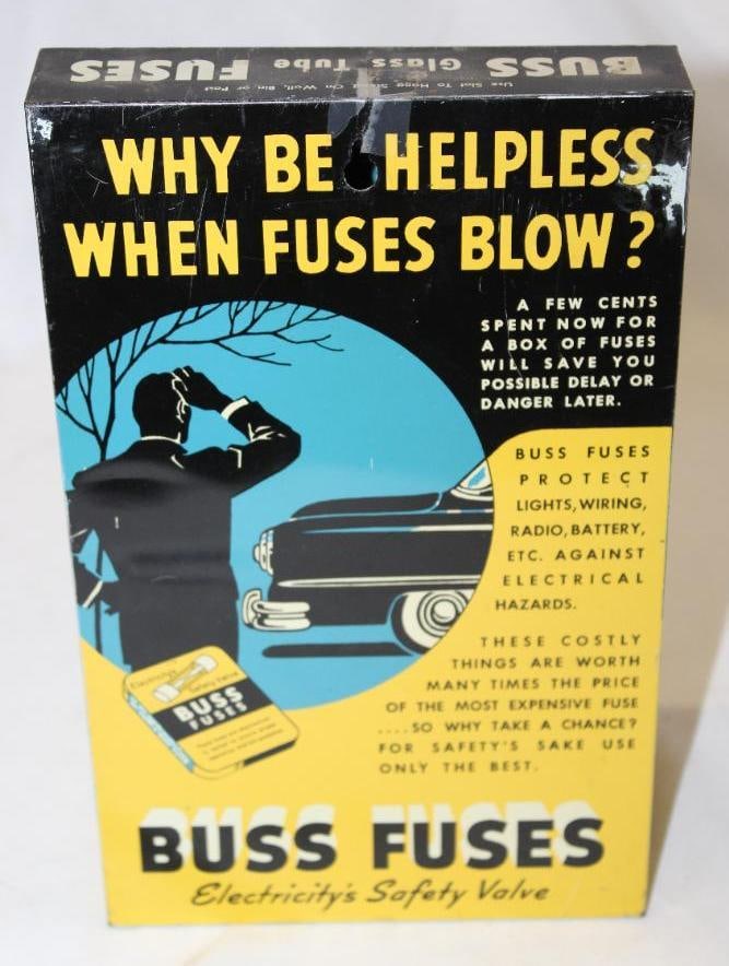 Graphic Buss Fuses Tin Countertop Advertising Display (1 of 4)