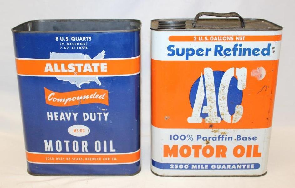 Group of Two Allstate and AC 2 Gallon Motor Oil Cans (1 of 4)