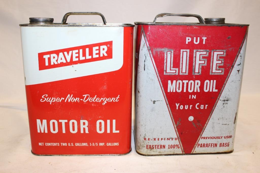 Group of Two Traveller and Life 2 Gallon Motor Oil Cans (1 of 4)