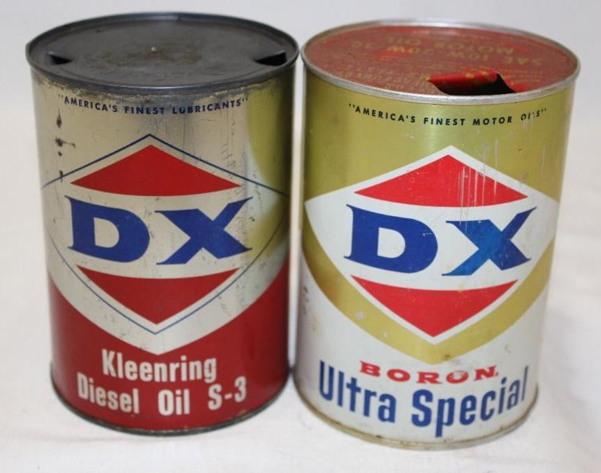 Group of 2 DX Metal 1 Quart Motor Oil Cans (1 of 4)