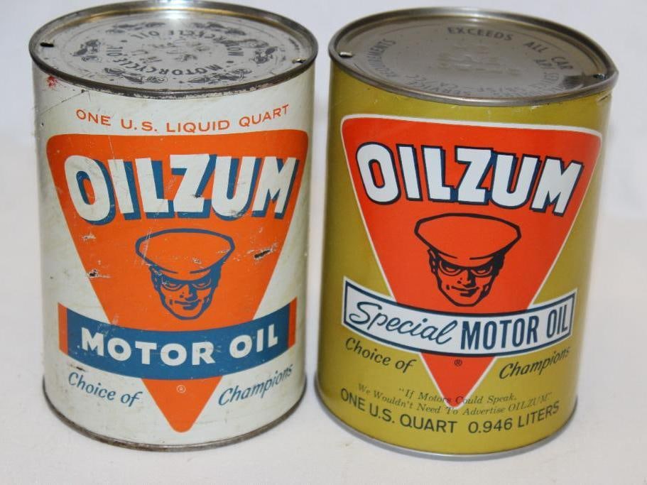 Group of 2 Oilzum Composite 1 Quart Motor Oil Cans (1 of 2)