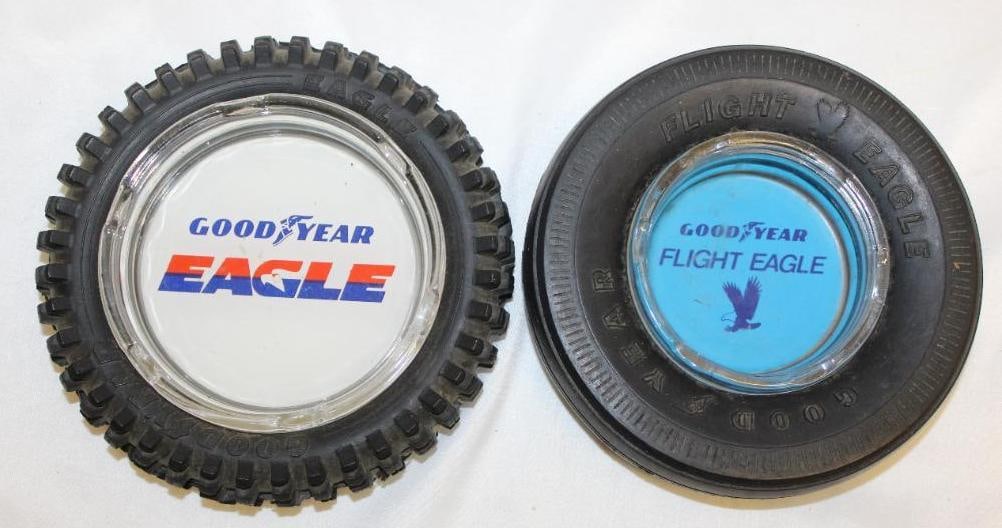 Group of 2 Goodyear Eagle Advertising Tire Ashtrays (1 of 4)