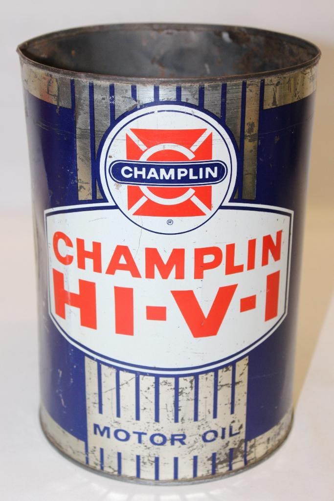 Champlin HIVI Metal 5 Quart Motor Oil Can (1 of 4)