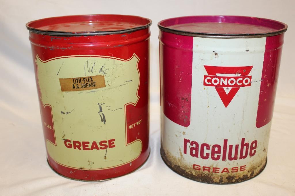 Group of Two 10 Lb Grease Cans Conoco and Lith-Flex Dependable (1 of 4)