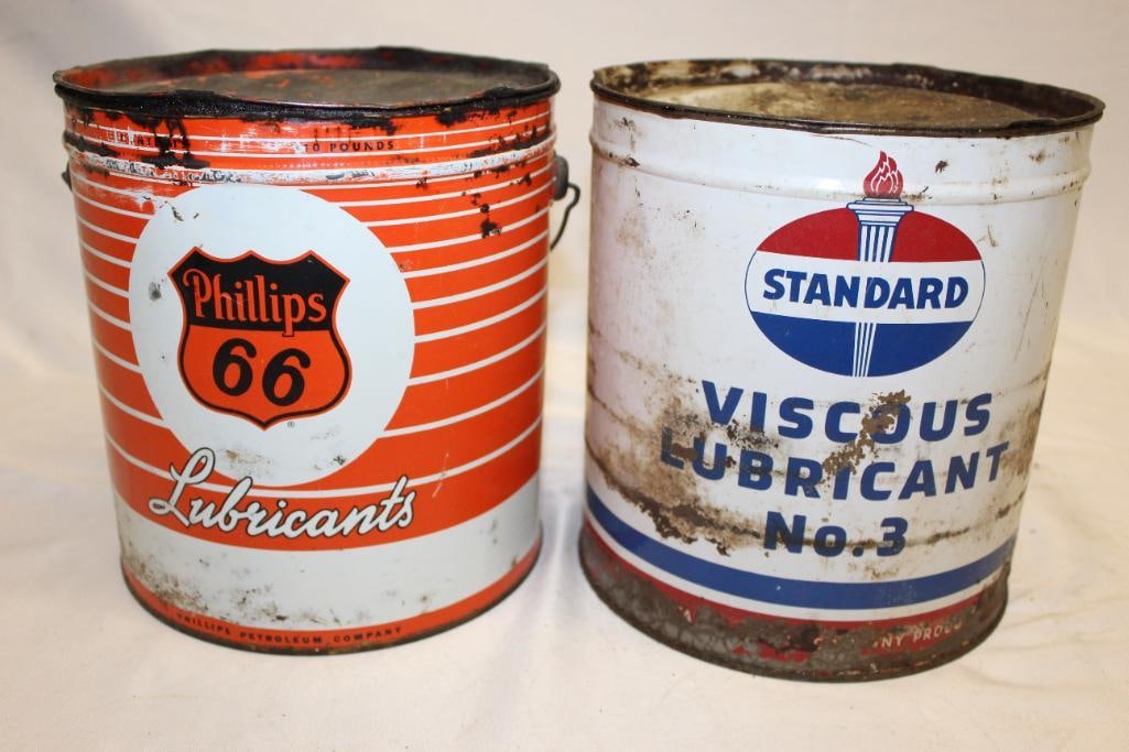 Group of Two 10 Lb Grease Cans Phillips 66 Standard (1 of 4)