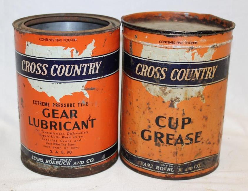 Group of Two 5 lb Grease Cans Sears Cross Country (1 of 4)
