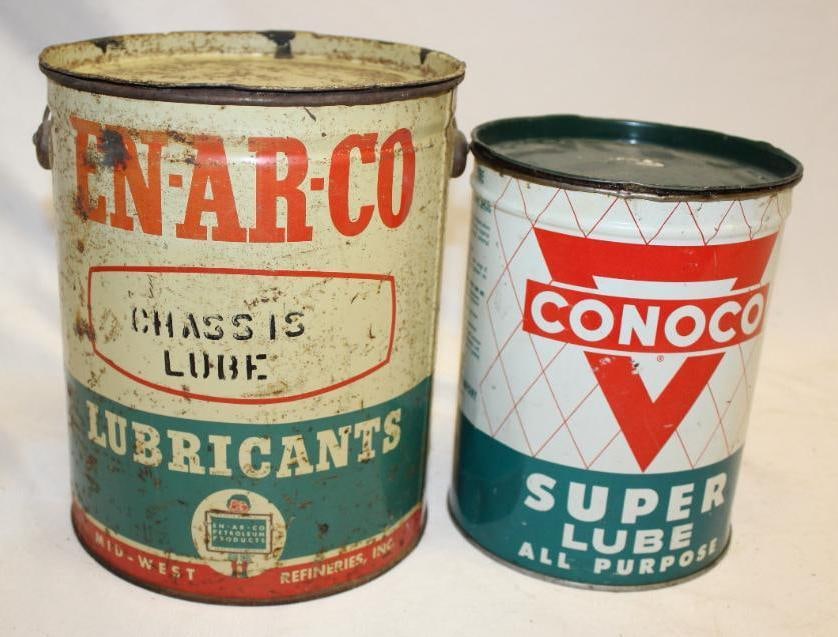 Group of Two Grease Cans Conoco and En-Ar-Co (1 of 4)