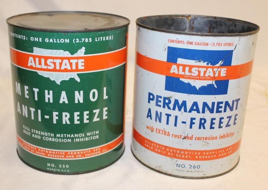 Group of Two One Gallon Anti-Freeze Cans Sears Allstate (1 of 3)