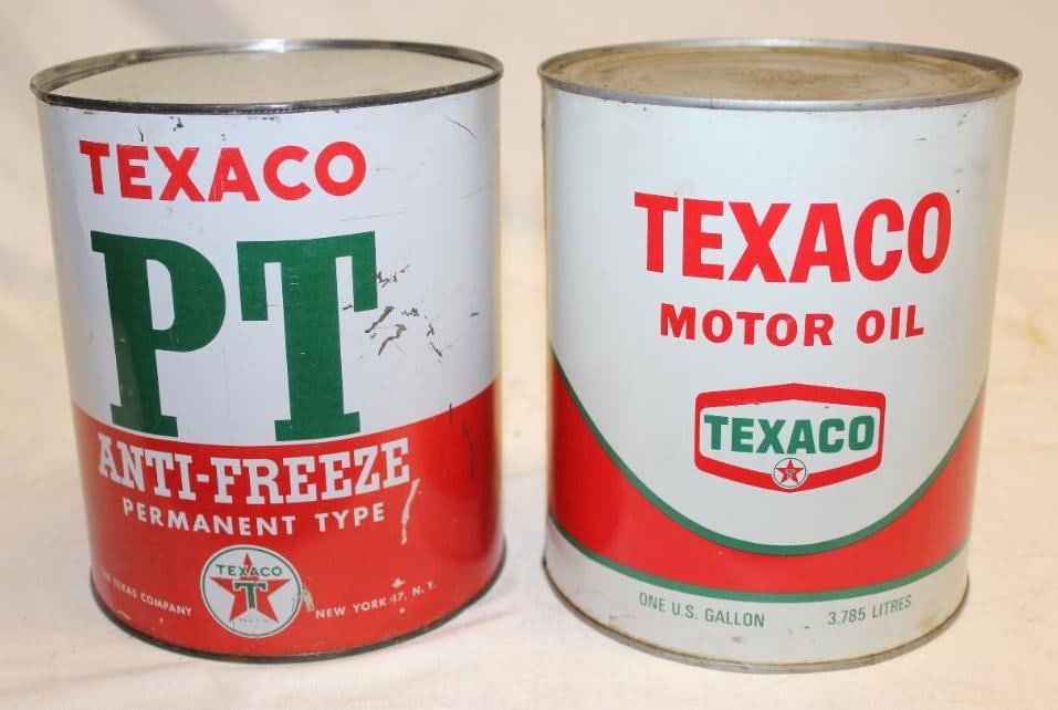 Group of Two Texaco Motor Oil and Anti-Freeze One Gallon Cans (1 of 4)