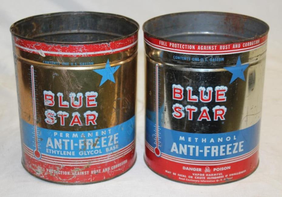 Group of Two One Gallon Anti-Freeze Cans Blue Star (1 of 4)