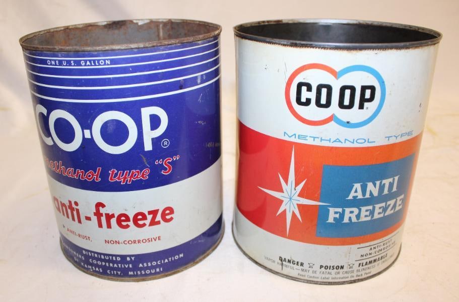 Group of Two Co-Op One Gallon Anti Freeze Cans (1 of 3)