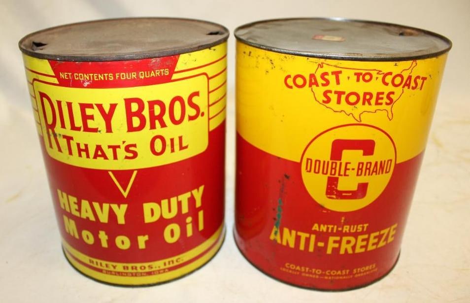 Group of Two Motor Oil and Anti-Freeze Cans Riley Bros. & Coast-to-Coast (1 of 4)