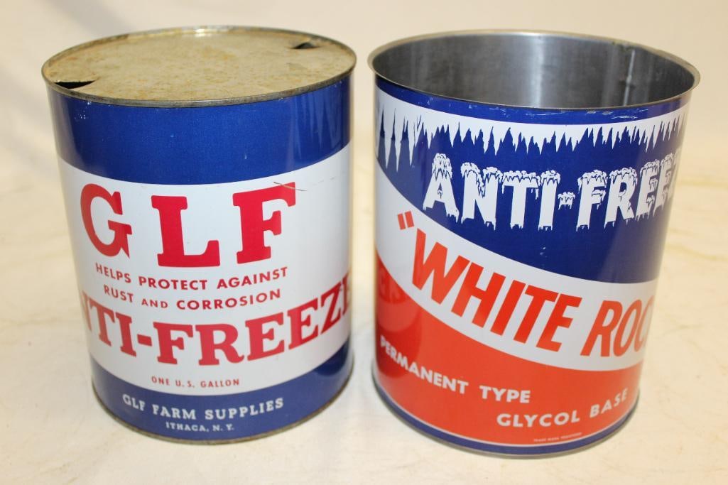Group of Two Anti-Freeze One Gallon Cans White Rock and GLF (1 of 3)