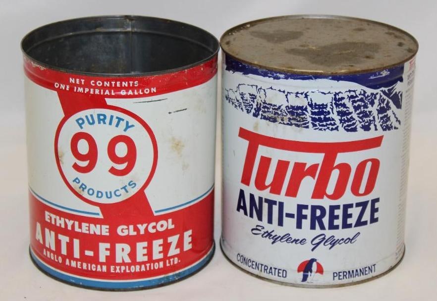 Group of 2 Imperial Gallon Antifreeze Cans Putirty 99 and Turbo (1 of 3)