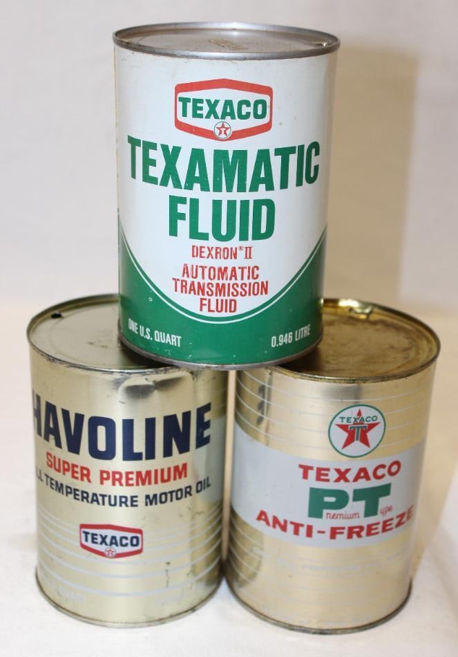 Group of 3 Texaco ATF Antifreeze and Motor Oil Cans (1 of 3)