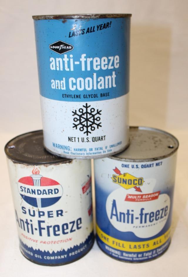 Group of 3 Metal 1 Quart Antifreeze Cans Goodyear, Standard, Sunoco (1 of 4)