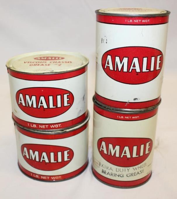 Group of Four Amalie 1 Lb Grease Cans (1 of 5)