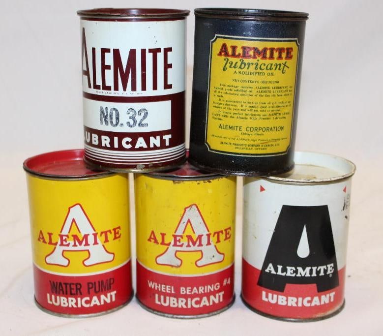 Group of Five Alemite 1 Lb Grease Cans (1 of 2)