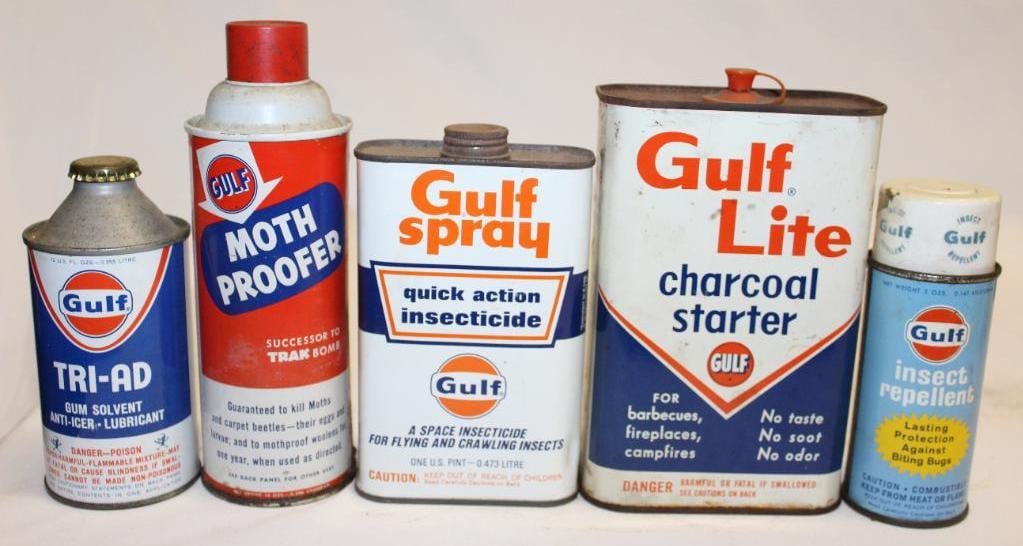 Group of 5 Gulf Oil Advertising Cans (1 of 2)