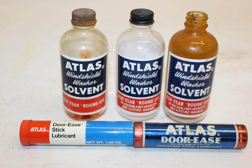 Group of 5 Atlas Windshield Washer Solvent and Doorease Tubes and Bottles (1 of 2)