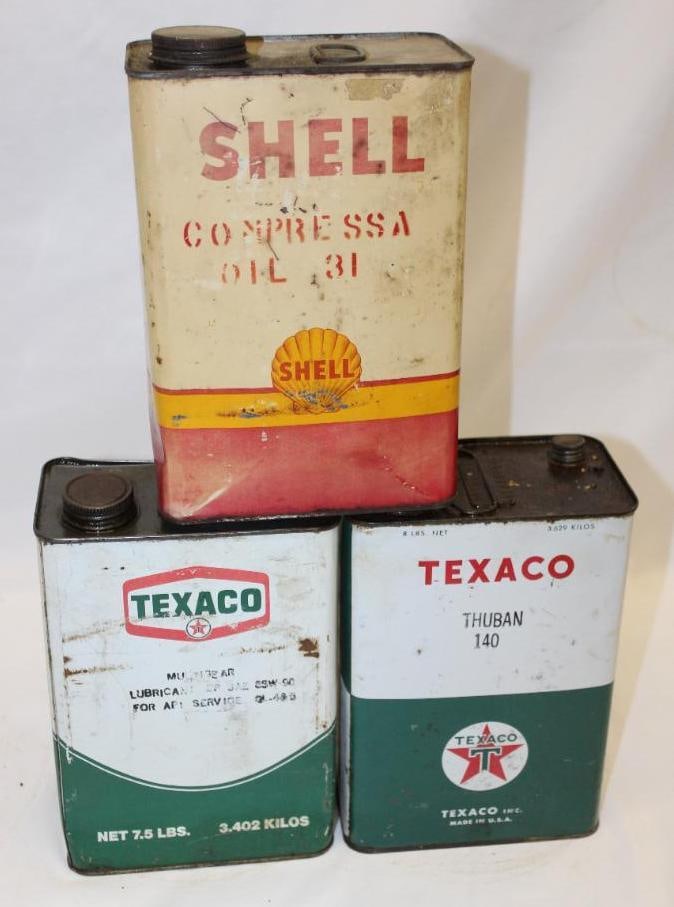 Group of 3 Shell and Texaco Advertising Cans: All 3 are empty