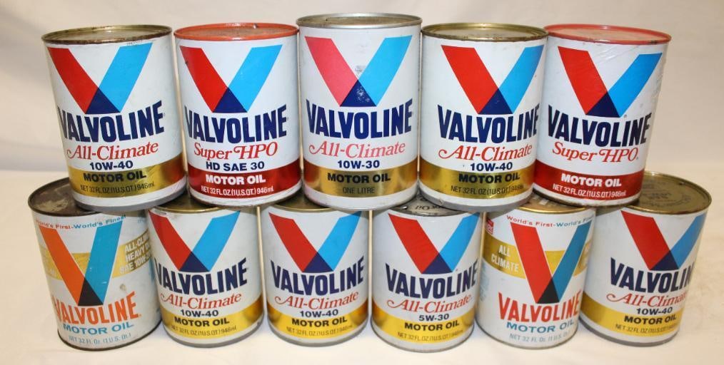 Group of 11 Valvoline Quart Motor Oil Cans (1 of 2)