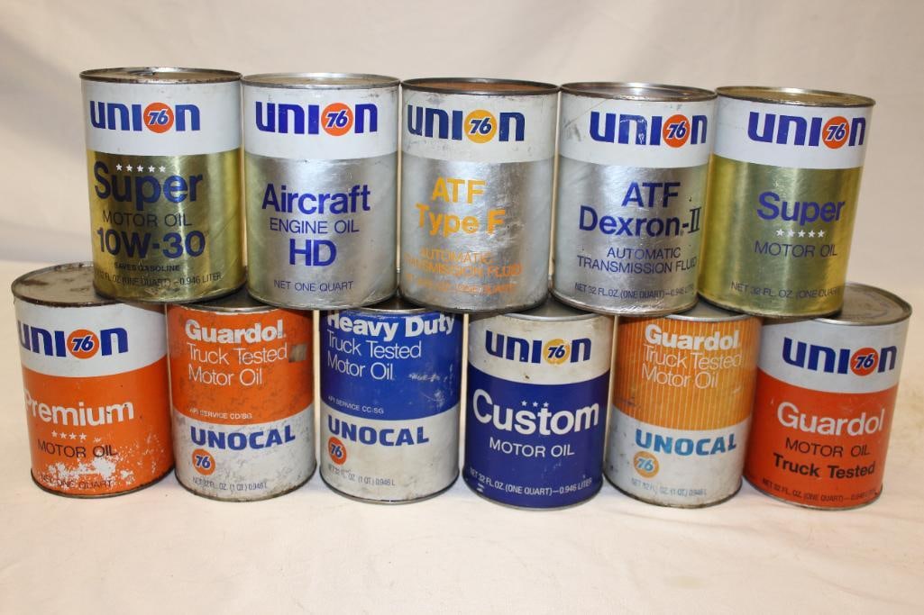 Group of 11 Union 76 1 Quart Motor Oil and ATF Cans (1 of 2)