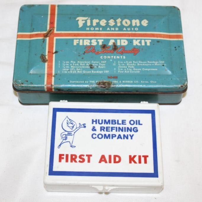 Group of 2 Firestone and Humble Esso First Aid Kit Boxes (1 of 5)