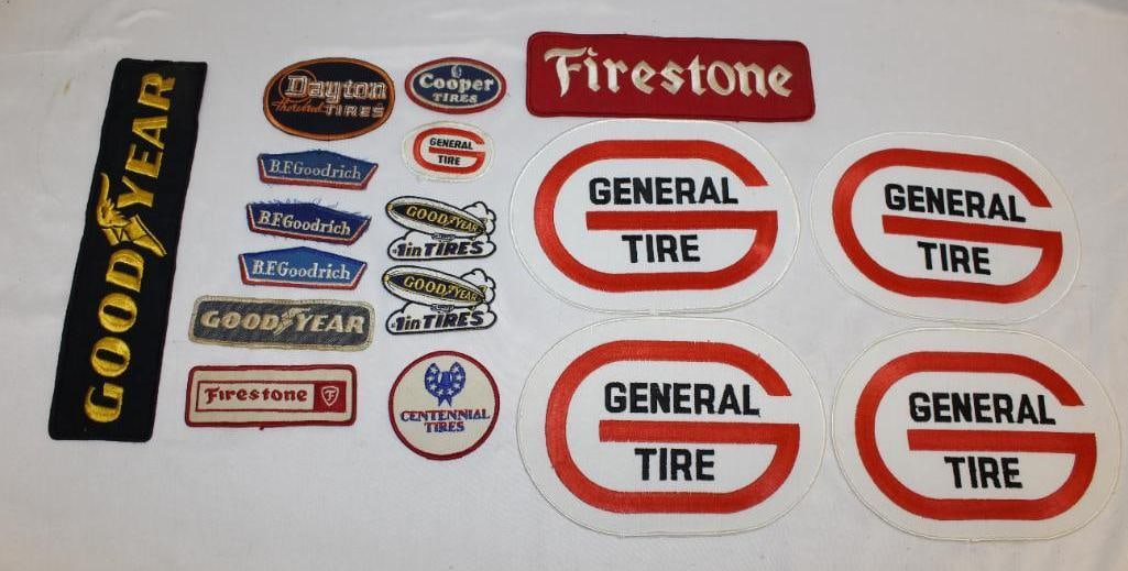 Large Group of Tire Advertising Uniform Patches: largest 6" x 8"