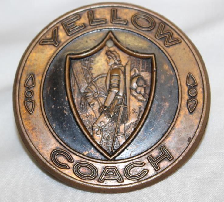 1927-1928 Yellow Coach Radiator Emblem Badge: 2.75" diameter