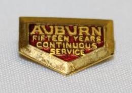 Auburn Motor Car Co 15yrs of Service Pin Badge Award: cloisonne, .75" x .5"