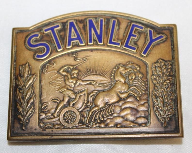 1920-1924 Stanley Steamcar Radiator Emblem Badge: cloisonne, 2.75" x 2.25