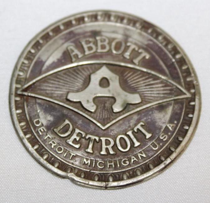 1912-1914 Abbott Detroit Motor Car Co Hubcap Emblem Badge: 2" diameter