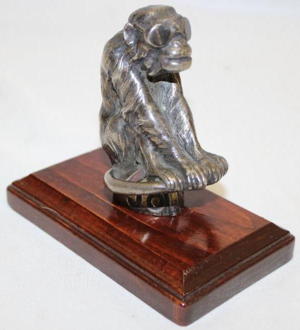 1920's Joko Driving Monkey Radiator Mascot Hood Ornament by Brunswick (1 of 6)