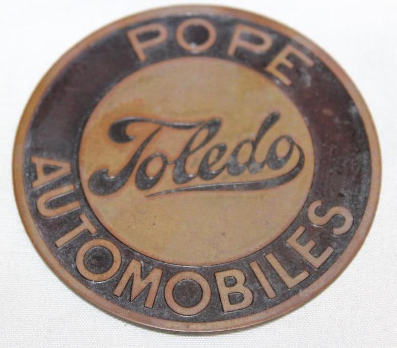 1907-1909 Pope Toledo Brass Hubcap Emblem Badge (1 of 2)