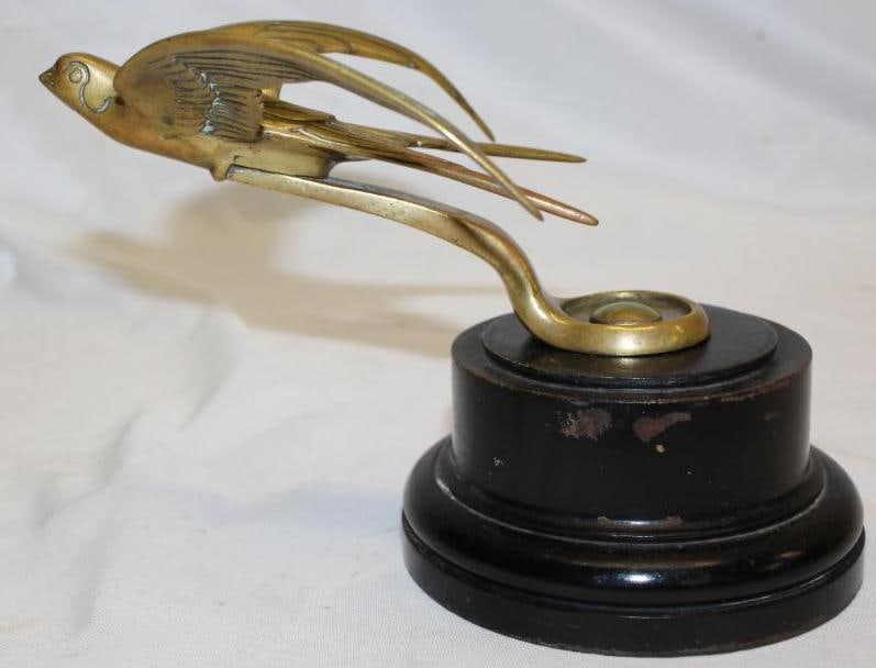 Brass Swallow Bird Radiator Mascot Hood Ornament (1 of 5)