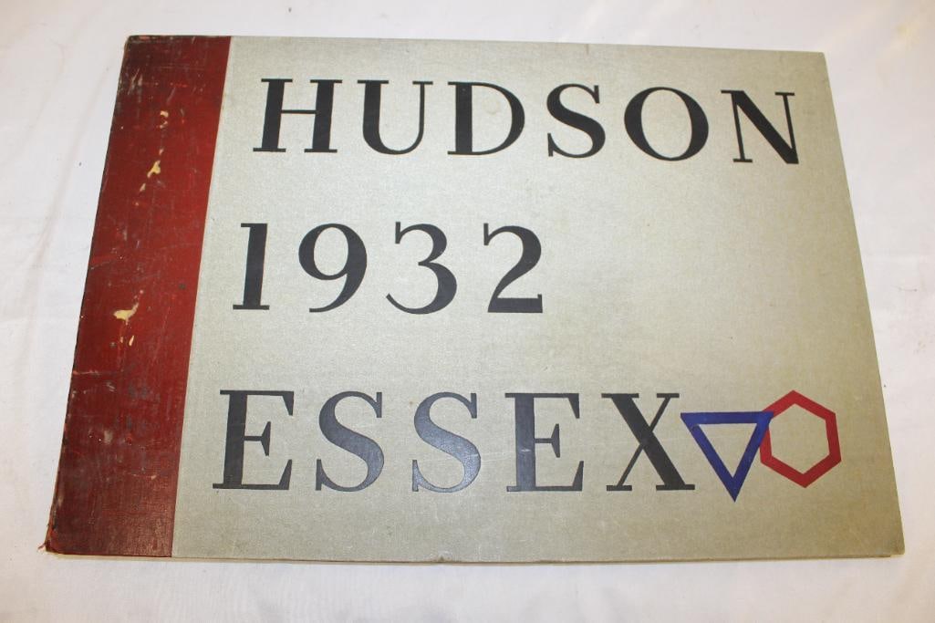 Large 1932 Hudson Essex Dealership Showroom Model Year Book: 21" x 14.5"; Hardbound