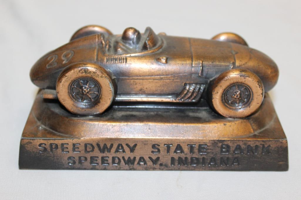 Indianapolis Speedway State Bank Indy Car Figural Coin Bank (1 of 5)