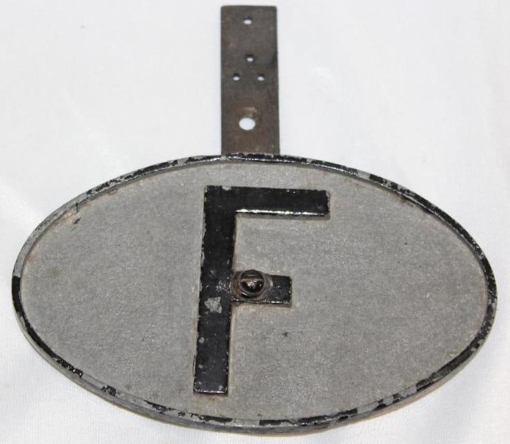 Cast Aluminum F License Plate Topper Attachment: 6" x 6" x .5"
