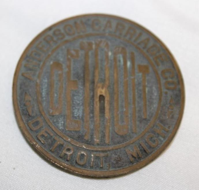 1907-1910 Detroit Electric Car Company Hubcap Emblem Badge (1 of 2)
