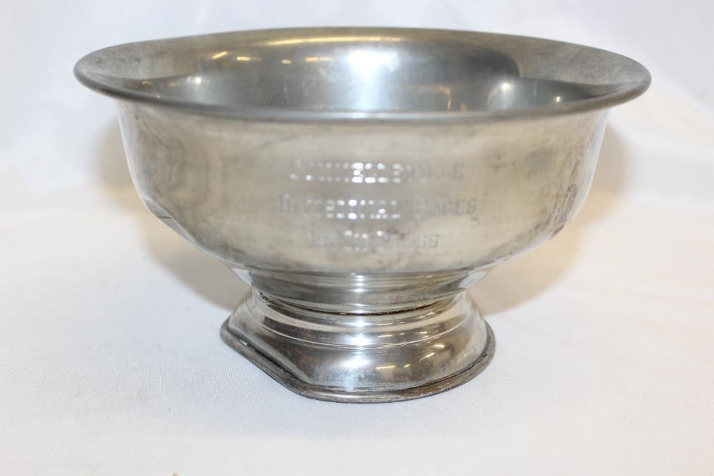 Connellsville Race First Place Trophy Bowl: 8.5" x 5", marked Queen Art