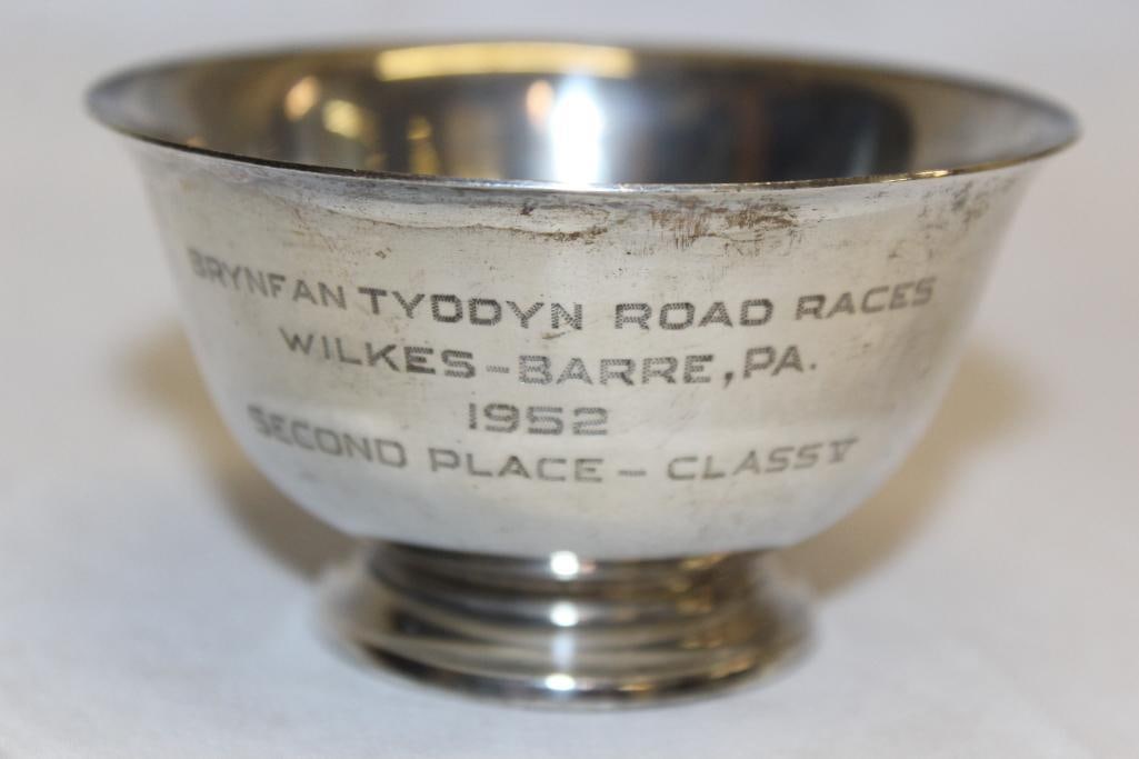 1952 Brynfan Tyddyn Road Races Wilkes-Barre PA Second Place Trophy Bowl: 2" x 3.5"