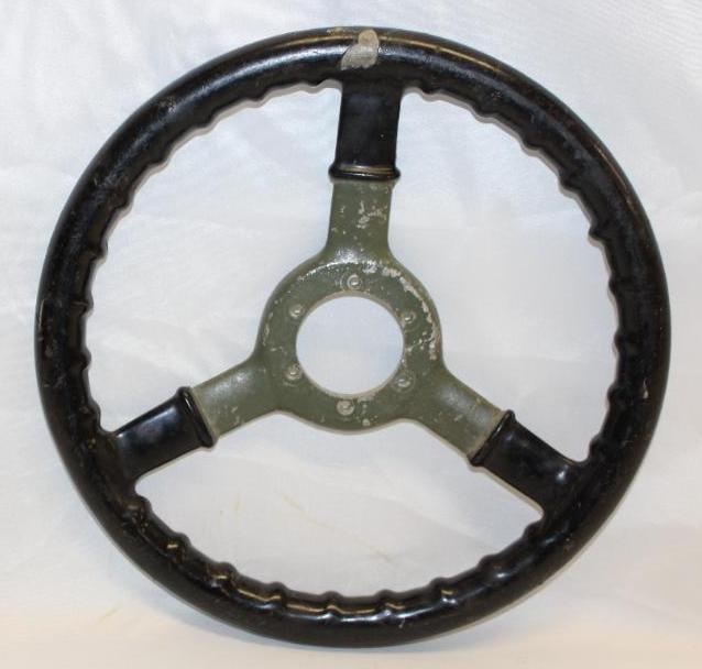 1950's-1960's Racecar Automobile Steering Wheel: 11.5" Diameter: 3-Spoke Aluminum Spider