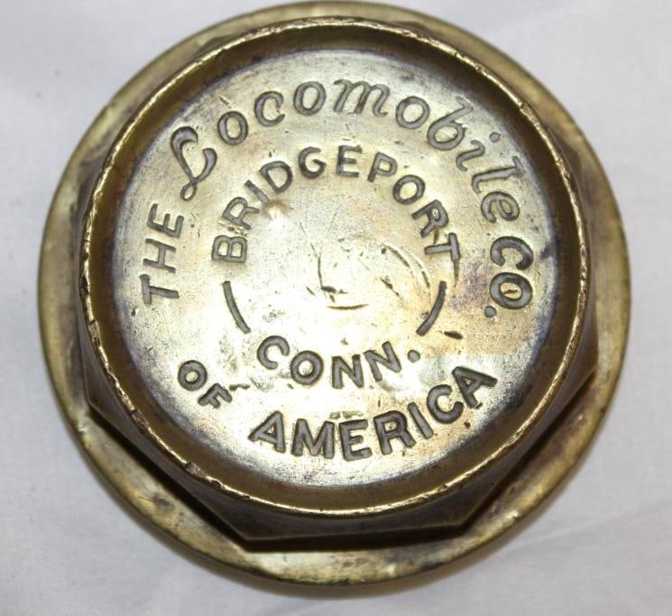 Brass Locomobile Automobile Threaded Hubcap: 3.75" diameter