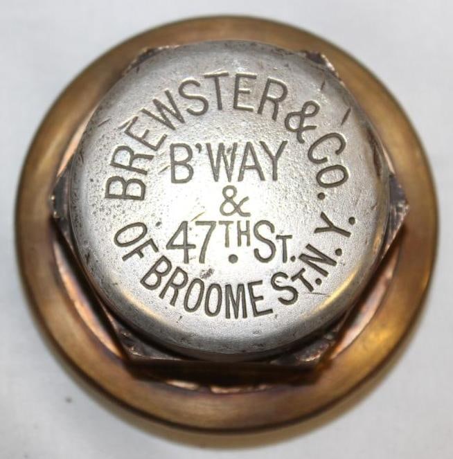 Brass Brewster Coachbuilder Automobile Threaded Hubcap: 3.25" diameter