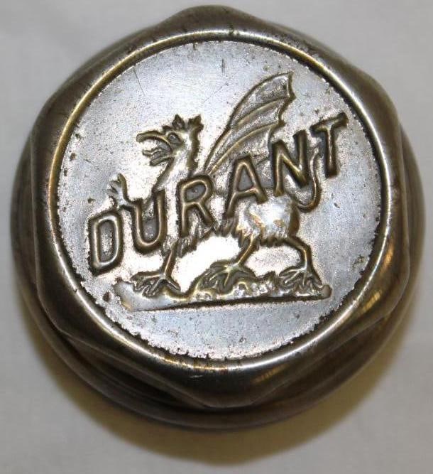 Durant Motor Car Co Automobile Threaded Hubcap: 2.75" diameter
