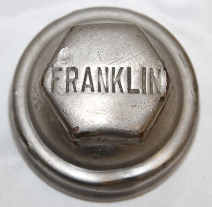 Franklin Motor Car Co Threaded Automobile Hubcap: 2.75" Diameter