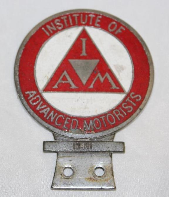 Institute of Advanced Motorists License Plate Topper Attachment: cloisonne, 4" x 3"
